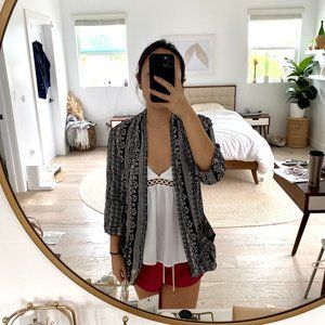 Blue and white cardigan blouse